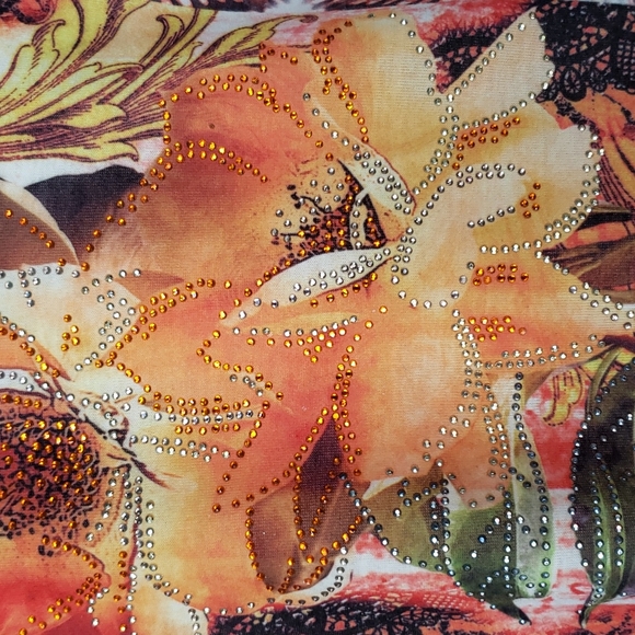 Rhinestone Floral Top. Stripes Zebra Flowers - Picture 5 of 10